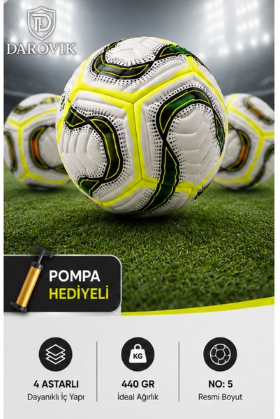 Darovik Profesyonel Futbol Topu Sert Zemin Halı Saha Antrenman Dikişli Çizgil...