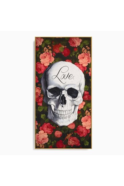 Luxcanva Tablou Canvas Love Rose 70x140 cm cu Rama Auriu Iubire Trandafiri Roz