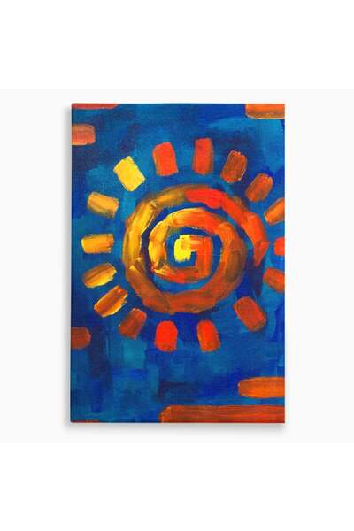 Luxcanva Tablou Canvas Abstract Sun 80x120 cm pe Sasiu Lemn Soare Albastru Pi...