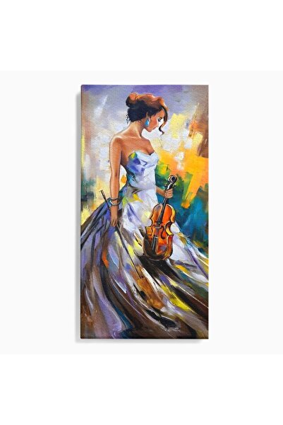 Luxcanva Tablou Canvas Fata Cu Vioara 70x140 cm pe Sasiu Lemn Living Femeie F...