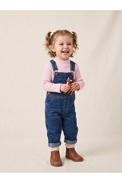 Deniva Kids Bebe Mavisi Fitilli Yarım Balıkçı Yaka Uzun Kollu Pamuklu Kaşkors...