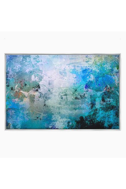 Luxcanva Tablou Canvas Colorful Blue 70x50 cm cu Rama Argintiu Abstract BabyB...