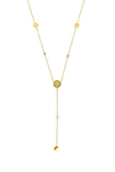 Nearsis Steel Sequin Y Necklace