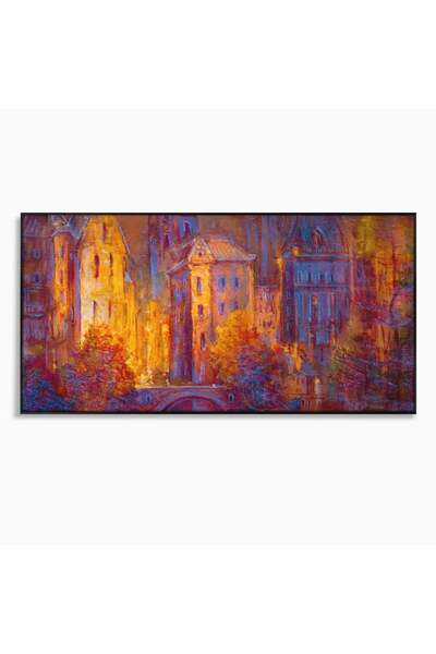 Luxcanva Tablou Canvas The Old City 100x50 cm cu Rama Negru Living Arhitectur...
