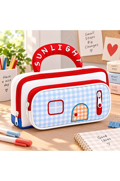 BABUN Checkered Easy-To-Carry Large Volume Multi-Compartment Large Size Cute ...