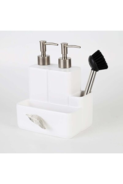 Selim Leaf Two Liquid Sponge Dispensers White Silver