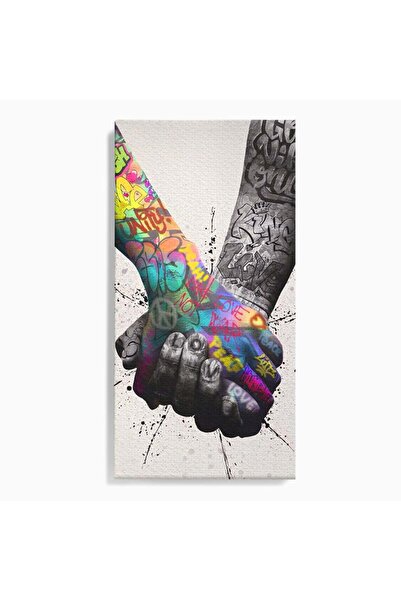 Luxcanva Tablou Canvas 2Hands 70x140 cm pe Sasiu Lemn Decorativ Love Street Art