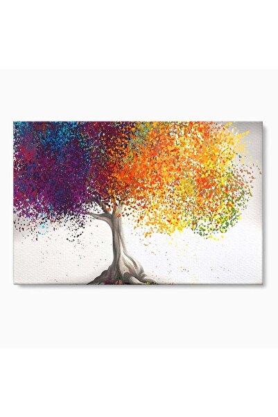 Luxcanva Tablou Canvas Copac Colorat 100x70 cm pe Sasiu Lemn Decorativ Dressi...