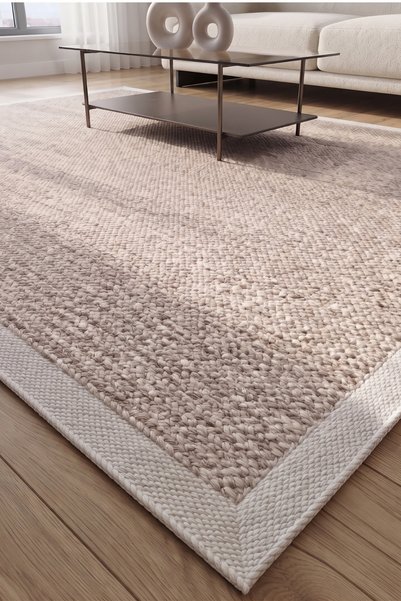 Anatolian Carpet Store Sisal Dokuma Hav Vermez, Leke Tutmaz, Robot Süpürgeye Uygun Modern Krem Halı