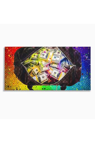 Luxcanva Tablou Canvas Dollars Bag 100x50 cm pe Sasiu Lemn Decorativ Bani Geanta