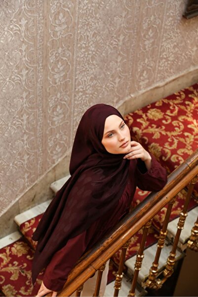 ENRİCO FERRİ Talia Arc Pattern Jacquard Shawl - Dark Burgundy