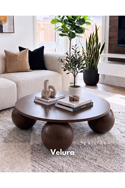 Velura Home & Living Küre Orta Sehpa - Koyu Ceviz - Yuvarlak Mdf