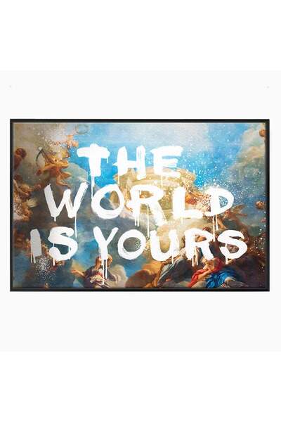 Luxcanva Tablou Canvas The World Is Yours 60x40 cm cu Rama Negru Motivational...