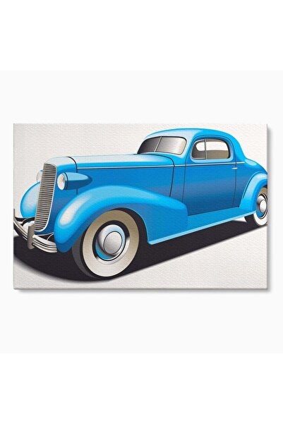 Luxcanva Tablou Canvas Blue Old Car 150x100 cm pe Sasiu Lemn Camera Copil Mas...