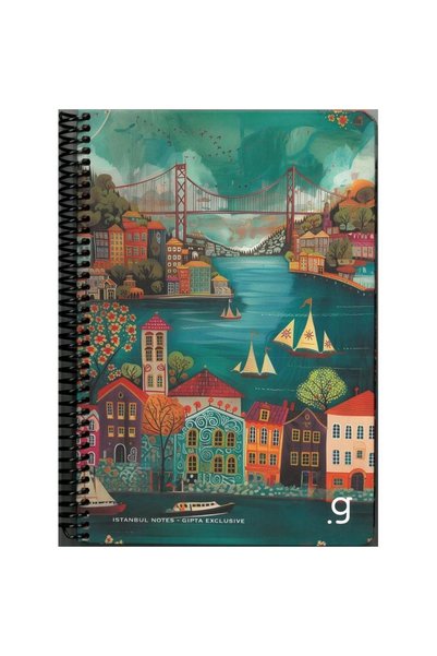 Gıpta İSTANBUL NOTES SPİRALLİ SERT KAPAK 17x24 80 YP. KARELİ DEFTER - 7336 (T...