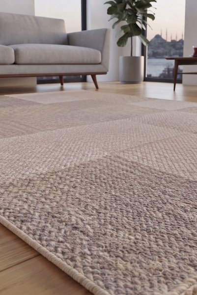 Anatolian Carpet Store Sisal Dokuma Hav Vermez, Leke Tutmaz, Robot Süpürgeye Uygun Modern Krem Halı