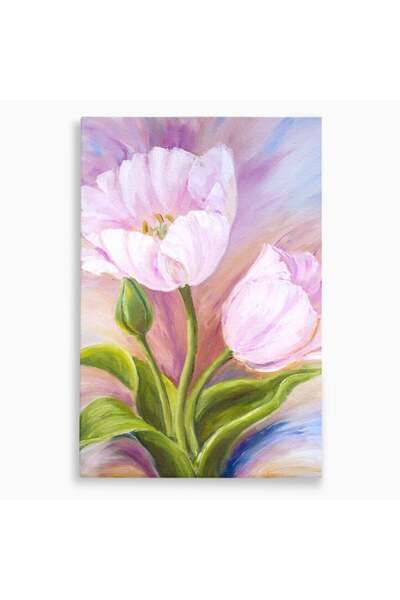 Luxcanva Tablou Canvas Pink Tulip 70x100 cm pe Sasiu Lemn Dormitor Lalea Floare