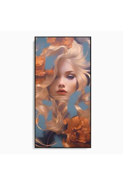 Luxcanva Tablou Canvas Angel Face 60x120 cm cu Rama Negru Living Room Frumuse...