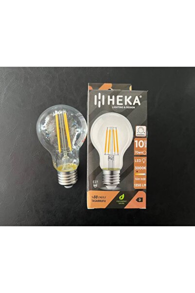Heka 10 WATT DİMMERLİ E-27 DUYLU 1350 LÜMEN 3000 KELVİN ŞEFFAF CAM A60 NORMAL LED AMPÜL