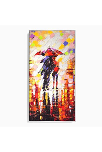 Luxcanva Tablou Canvas Indragostiti In Ploaie 70x140 cm cu Rama Argintiu Cupl...