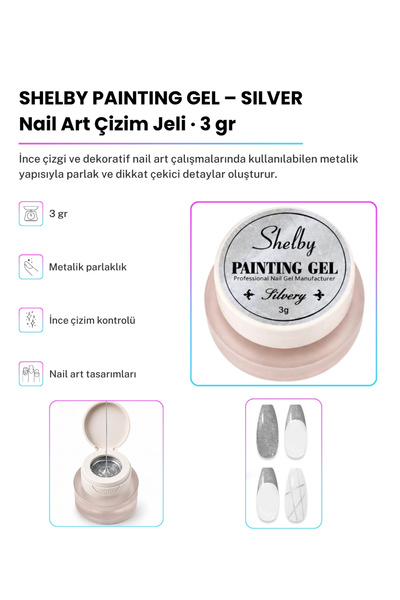 Shelby Professional Nail Art SHELBY 3 GR. PAİNTİNG TASARIM GEL SILVER