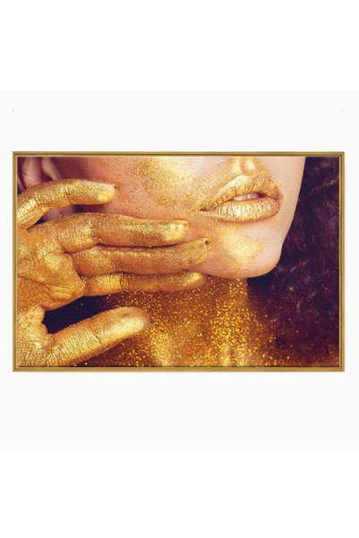 Luxcanva Tablou Canvas Magic Girl 150x100 cm cu Rama Auriu Portret Femeie Auriu