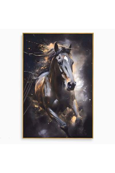 Luxcanva Tablou Canvas Elegant Horse 40x60 cm cu Rama Auriu Living Cal Animal...