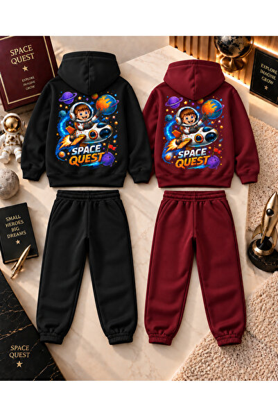 Combineman35 طقم بدلة رياضية بغطاء للرأس من SPACE QUEST للجنسين والأطفال والك...