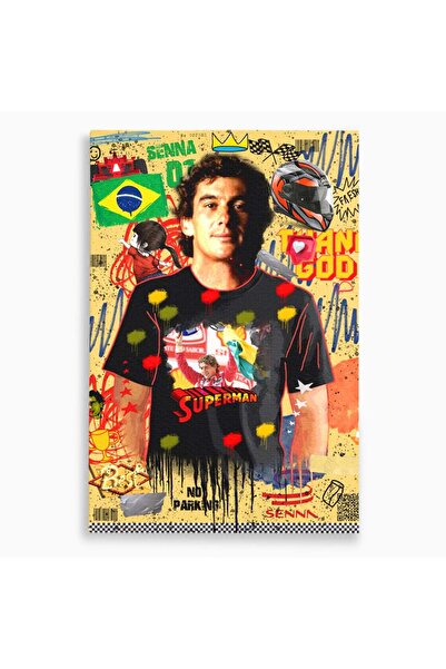 Luxcanva Tablou Canvas Ayrton Senna 100x150 cm pe Sasiu Lemn Decorativ Pilot ...
