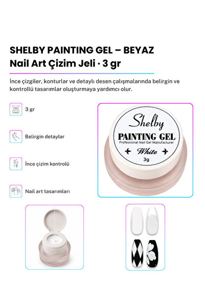 Shelby Professional Nail Art SHELBY 3 GR. PAİNTİNG TASARIM GEL BEYAZ