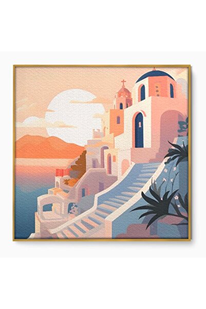 Luxcanva Tablou Canvas The Church 90x90 cm cu Rama Auriu Dormitor Biserica Oras