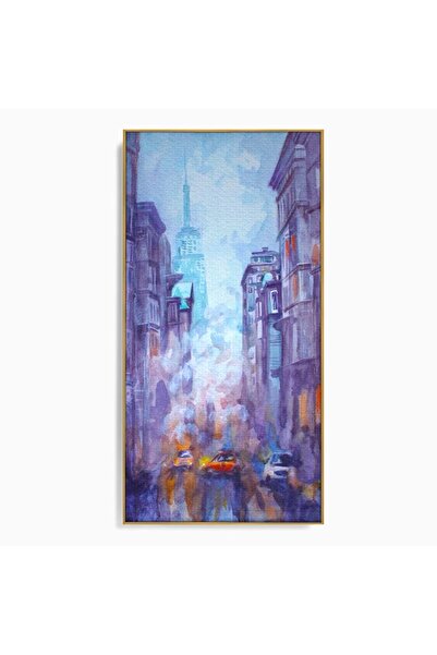 Luxcanva Tablou Canvas Orange Car 50x100 cm cu Rama Auriu Living Masina Porto...