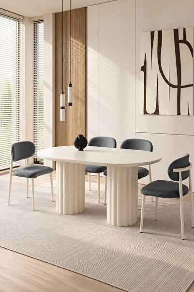 Lisso Home Derin Yemek Masası 90x160(+30), H: 78 cm Aytaşı Tabla-Dünya aytaşı...