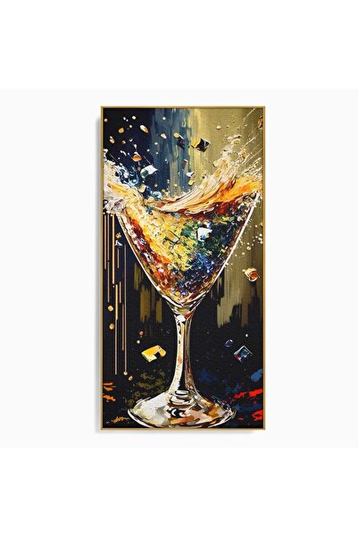 Luxcanva Tablou pe pânză Sticlă cu Surprize 70x140 cm cu Ramă Aurie Pahar Coc...