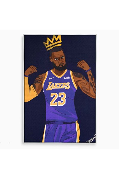 Luxcanva Tablou Canvas Lakers 23 100x150 cm cu Rama Argintiu Living NBA Baschet