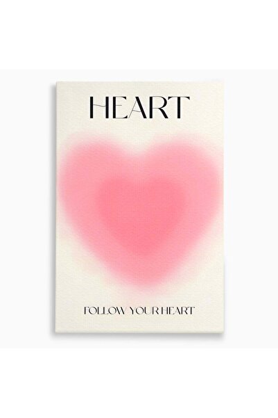 Luxcanva Tablou Canvas Follow Your Heart 40x60 cm pe Sasiu Lemn Room Inima Roz