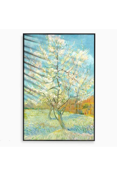 Luxcanva Tablou Canvas Piersicul Roz 40x60 cm cu Rama Negru Room Pom Flori