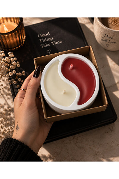 Parmend Life Yin Yang Mum – Dekoratif Seramik Mum, Şık Ev Dekorasyonu ve Hediye