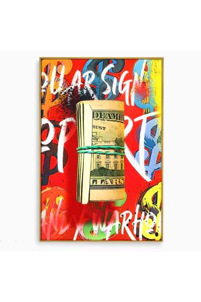Luxcanva Tablou Canvas Graffiti Dollar 80x120 cm cu Rama Auriu Room Bani Cash