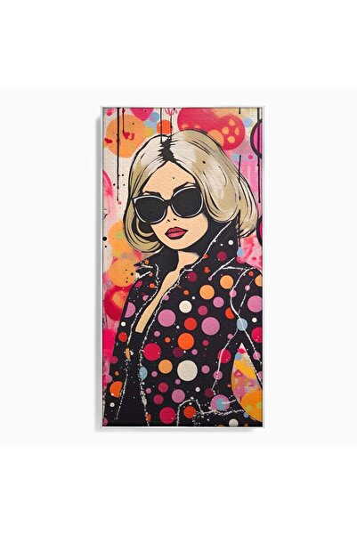 Luxcanva Tablou Canvas Cool Girl 70x140 cm cu Rama Argintiu Fata Roz Ochelari...