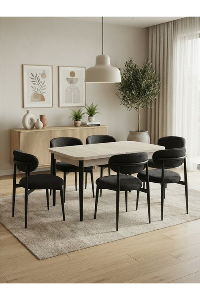 Concept Ayz Home Sofia Serisi 6 Kişilik Antrasit Oscar Kumaş 80*130 Traverten...