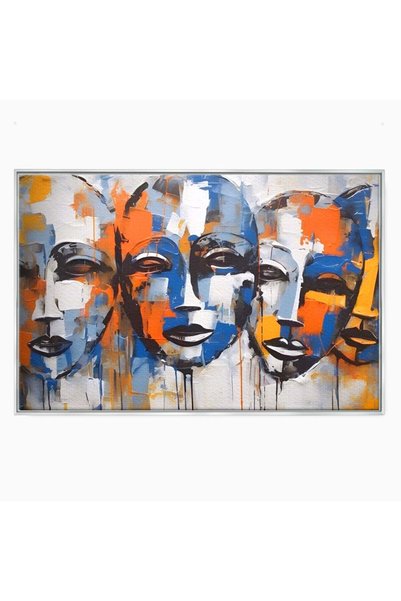 Luxcanva Tablou Canvas 4Faces 60x40 cm cu Rama Argintiu Living Chipuri Copii