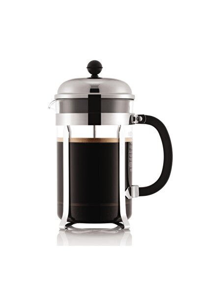 Bodum French Press Chambord - 1,5L / 12 Bardak Gümüş Kahve Makinesi - Isıya D...