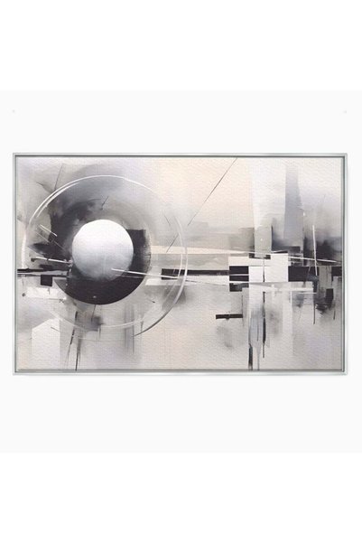 Luxcanva Tablou Canvas Non-Culori 120x80 cm cu Rama Argintiu Room Abstract Sfera