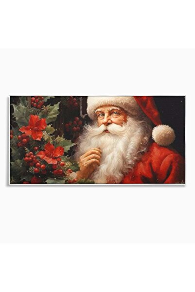 Luxcanva Tablou Canvas Mos Craciun cu Barba Alba 100x50 cm cu Rama Argintiu S...