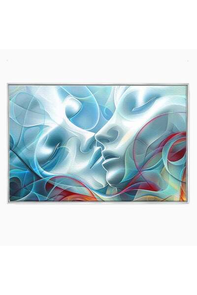 Luxcanva Tablou Canvas Suflete Impletite 100x70 cm cu Rama Argintiu Fluiditat...