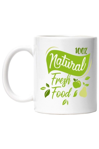 INOVATIX Personalized white mug, 100% Fresh Food, Apple, Pear, Leaves, Food, ...
