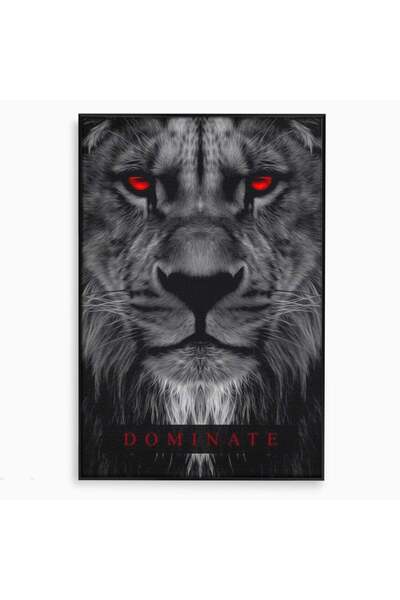 Luxcanva Tablou Canvas Fii Rege 80x120 cm cu Rama Negru Leu Lider Puternic