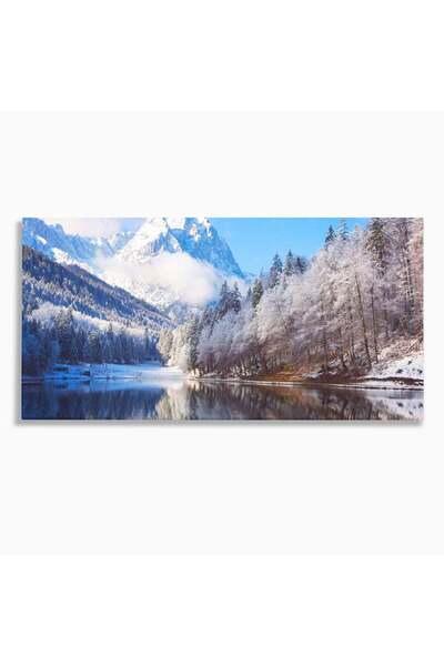 Luxcanva Tablou Canvas Peisaj de Iarna 100x50 cm pe Sasiu Lemn Relaxare Plimb...