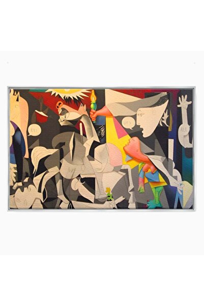 Luxcanva Tablou Canvas Guernica 150x100 cm cu Rama Argintiu Room Pablo Picass...